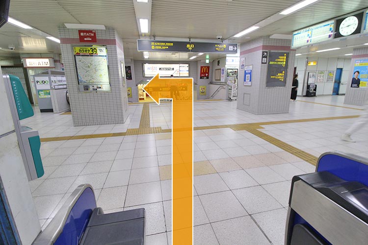 改札を出たら直進して左に進みます